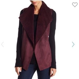Faux Shearling & Faux Suede Burgundy Vest